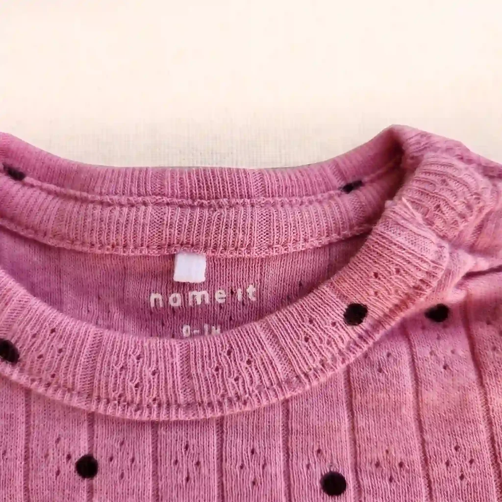 بادی آستین بلند کبریتی طرح خالدار ر صورتی برند name it