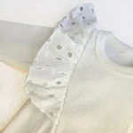 خرید ست بادی آستین بلند کبریتی دخترانه چین دار به همراه هدبند رنگ سفید