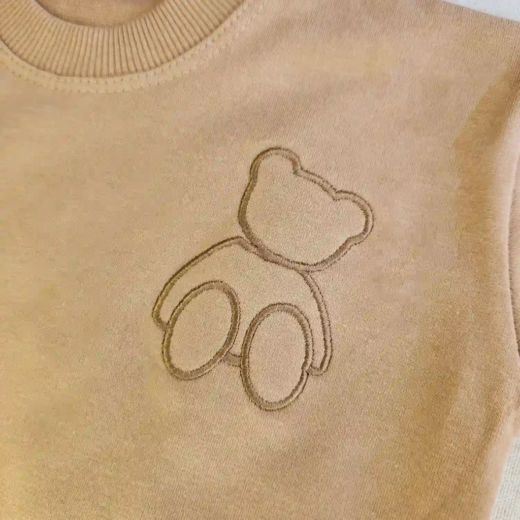 ست دورس و شلوار دو نخ طرح تدی نسکافه ای