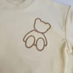 ست دورس و شلوار طرح تدی رنگ کرم