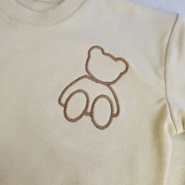 ست دورس و شلوار طرح تدی رنگ کرم