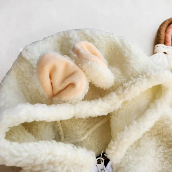 ست سرهمی و پاپوش تدی مدل خرسی رنگ شیری