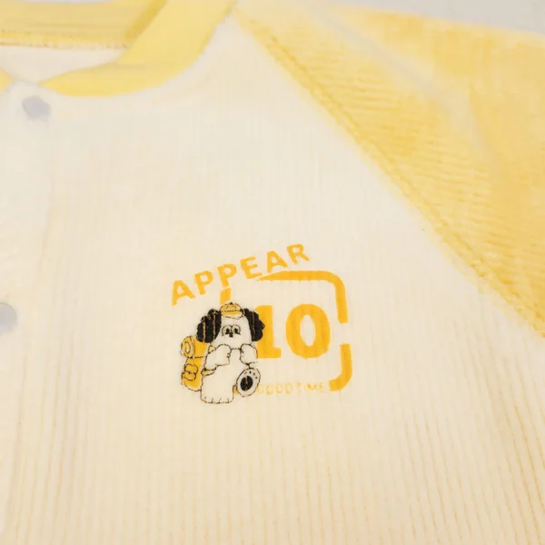 ست سویشرت و شلوار از داخل خز مدل کبریتی طرح APPEAR رنگ زرد