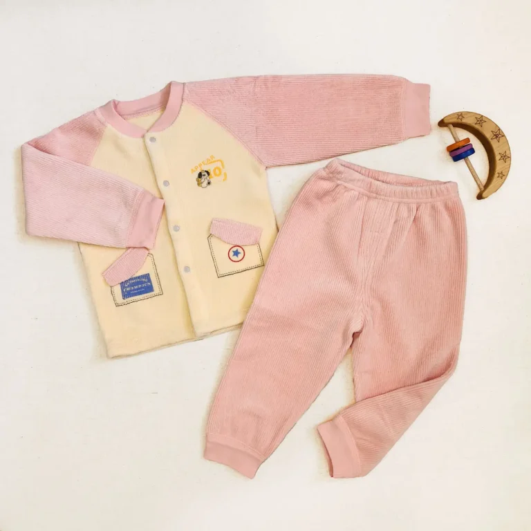 ست سویشرت و شلوار داخل خز مدل کبریتی طرح APPEAR رنگ صورتی