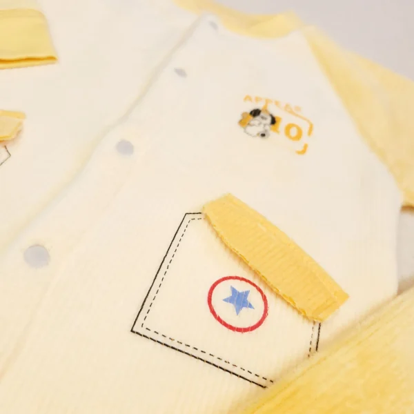 ست سویشرت و شلوار در داخل خز مدل کبریتی طرح APPEAR رنگ زرد