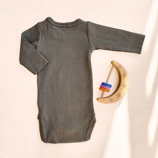 قیمت بادی آستین بلند کبریتی ساده رنگ سبز تیره برند name it