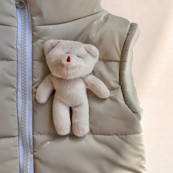 پافر داخل خز مدل خرس برجسته رنگ کرم