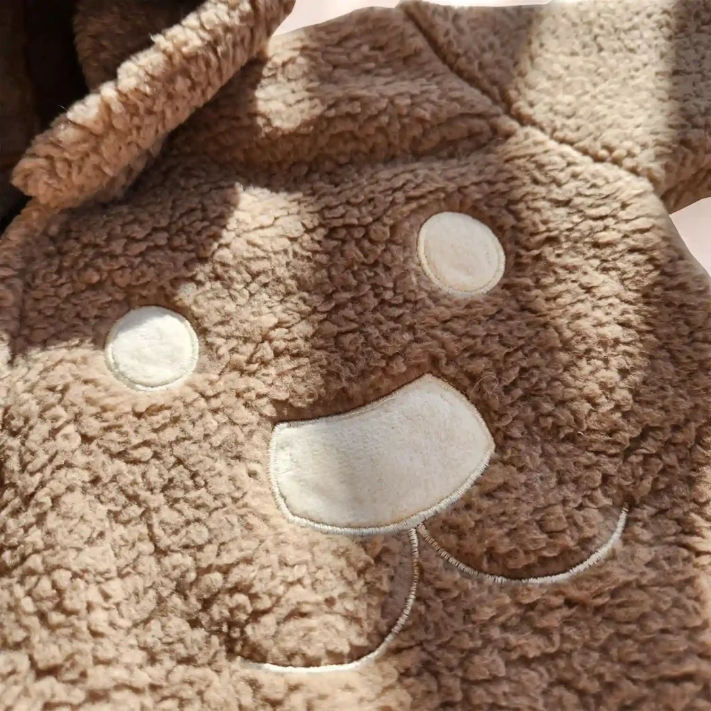 سرهمی تدی کلاهدار به همراه پاپوش مدل خرسی رنگ شکلاتی