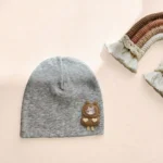 کلاه نوزادی کشبافت مدل خرگوش رنگ طوسی