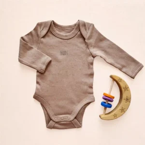 بادی آستین بلند طرح JEUDI رنگ شکلاتی برند vertbaudet