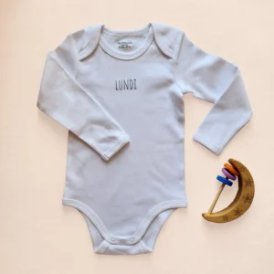 بادی آستین بلند طرح LUNDI رنگ سفید برند vertbaudet