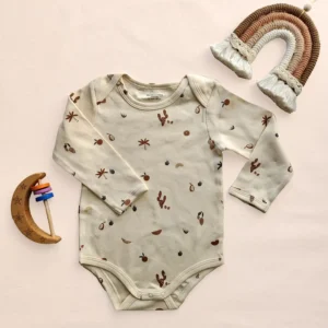 بادی آستین بلند طرح کویر کوچولو رنگ کرم برند vertbaudet