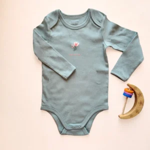 بادی آستین بلند طرح گل رنگ سبز برند vertbaudet