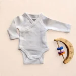 بادی آستین بلند یقه هفت ساده رنگ سفید برند vertbaudet