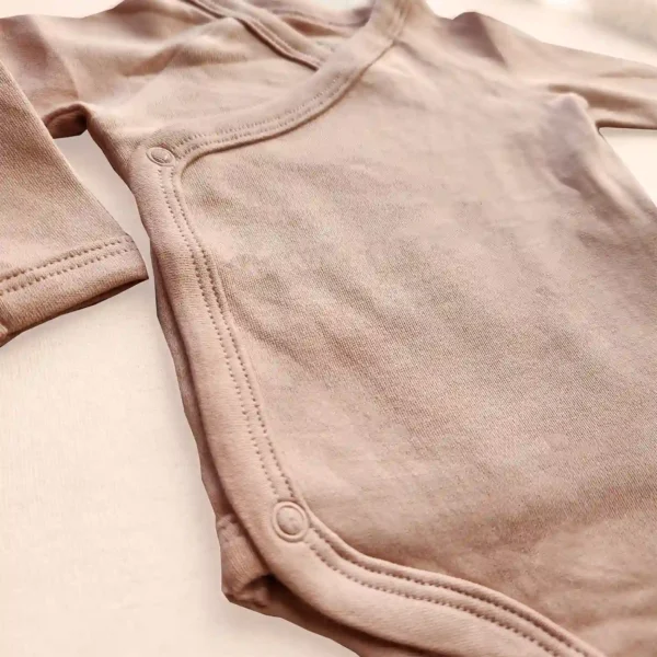 بادی آستین بلند یقه هفت ساده رنگ صورتی تیره برند vertbaudet