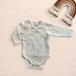 بادی آستین بلند یقه هفت طرح اردک ها رنگ سفید برند vertbaudet