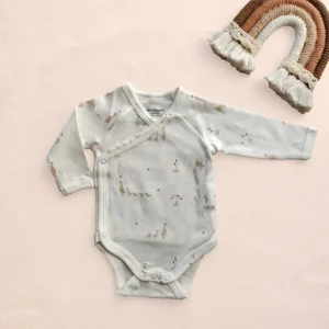 بادی آستین بلند یقه هفت طرح اردک ها رنگ سفید برند vertbaudet