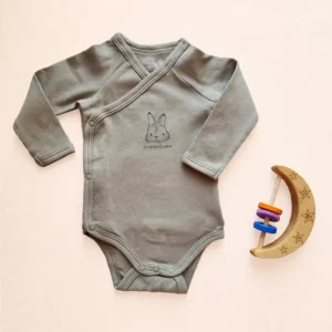 بادی آستین بلند یقه هفت طرح خرگوش رنگ سبز لجنی برند vertbaudet