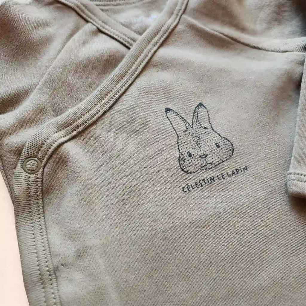 بادی آستین بلند یقه هفت طرح خرگوش رنگ سبز لجنی برند ورت بایودت