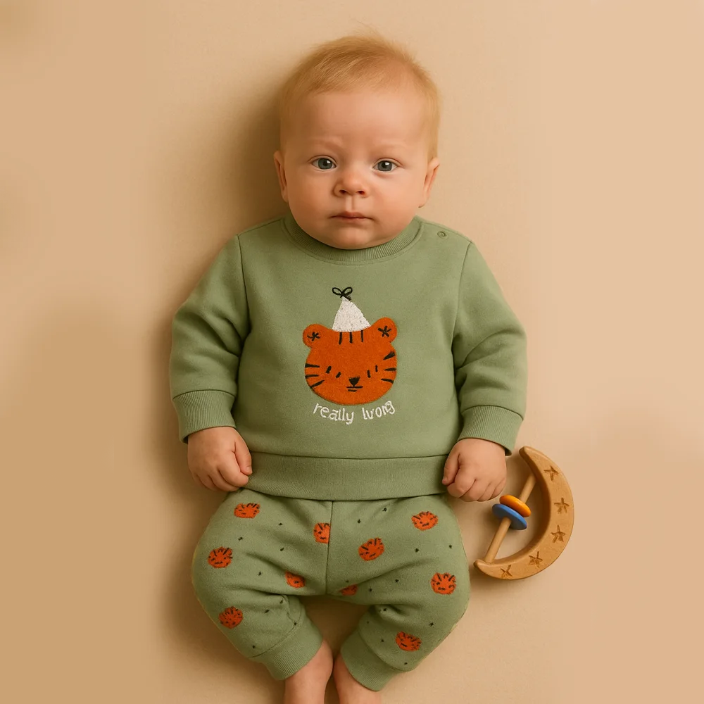 ست بلوز شلوار وارداتی ترک مدل ببری رنگ سبز