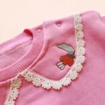 ست دورس و شلوار حوله‌ای گلدوزی رنگ صورتی