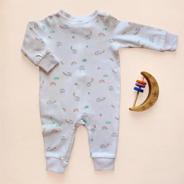 سرهمی نوزادی اورجینال طرح فیل و رنگین کمان رنگ سفید برند H&M