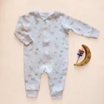 سرهمی نوزادی وارداتی طرح فیل و رنگین کمان رنگ سفید برند H&M