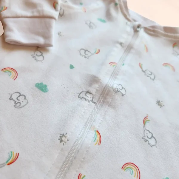 سرهمی نوزادی وارداتی طرح فیل و رنگین کمان رنگ سفید برند اچ اند ام