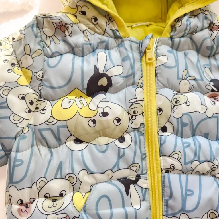 کاپشن جیب دار وارداتی طرح خرسی رنگ آبی