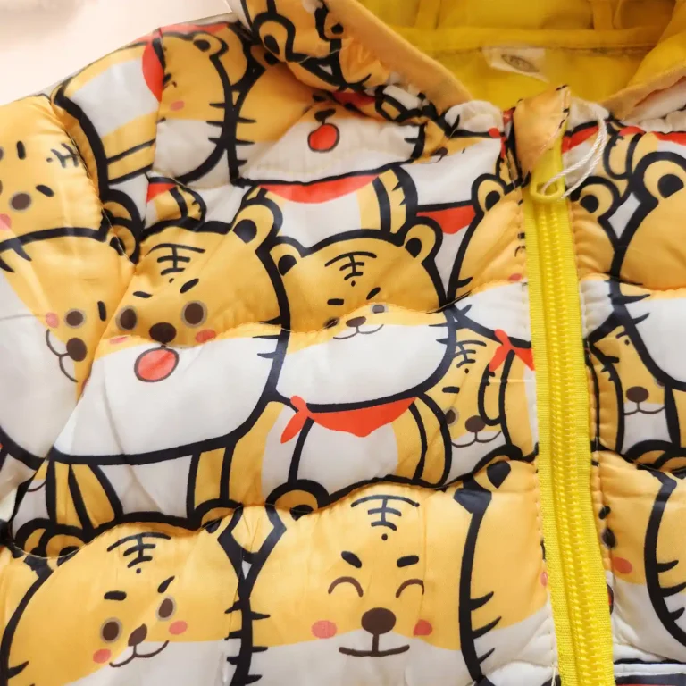 کاپشن جیب داروارداتی طرح ببری رنگ زرد