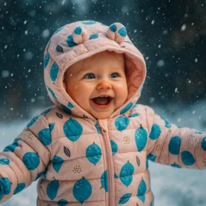 کاپشن کلاه دار وارداتی مدل میوه رنگ صورتی