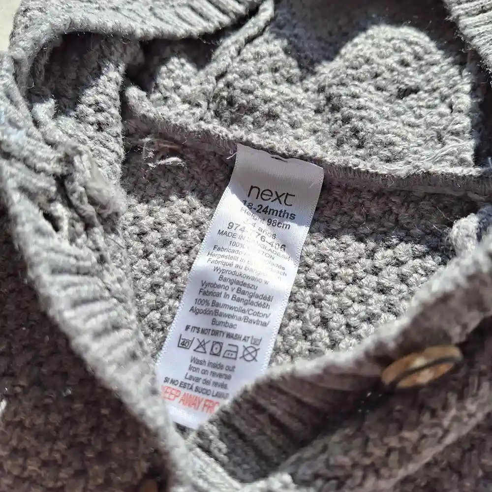 سرهمی نوزادی بافت وارداتی کلاه دار ساده رنگ طوسی برند Next Baby