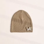 کلاه نوزادی کشبافت مدل پروانه رنگ نسکافه ای