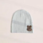 کلاه نوزادی کشبافت مدل خرگوش رنگ سفید