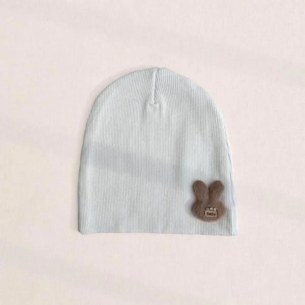 کلاه نوزادی کشبافت مدل خرگوش رنگ سفید