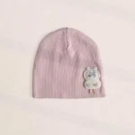 کلاه نوزادی کشبافت مدل خرگوش رنگ صورتی