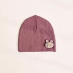 کلاه نوزادی کشبافت مدل خرگوش رنگ بنفش