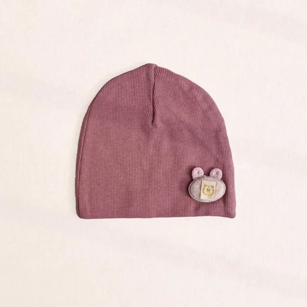 کلاه نوزادی کشبافت مدل خرگوش رنگ بنفش