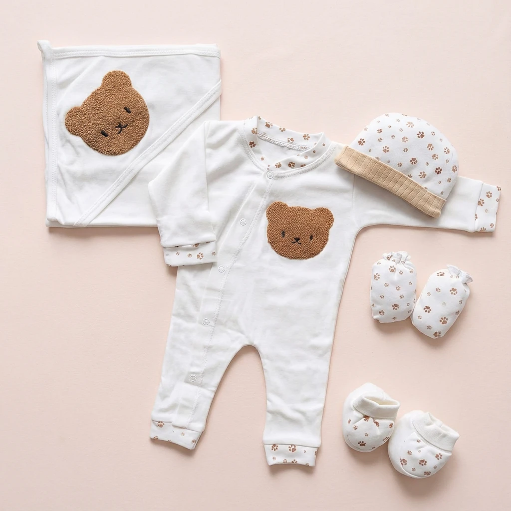 ست بیمارستانی طرح خرس مدل پنجه خرسی رنگ سفید برند ببک