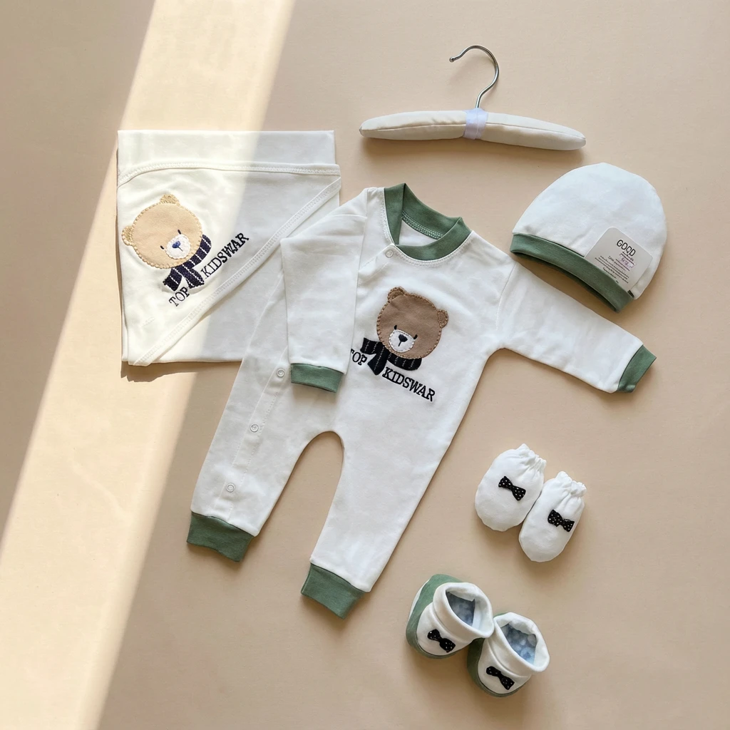 ست بیمارستانی طرح خرس رنگ سفید سبز برند گودمارک