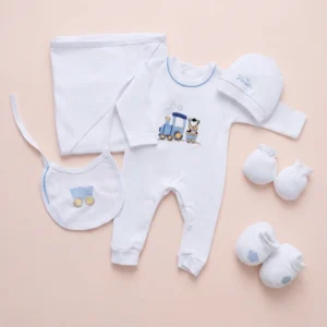 ست بیمارستانی طرح ماشین رنگ سفید آبی برند پارنا