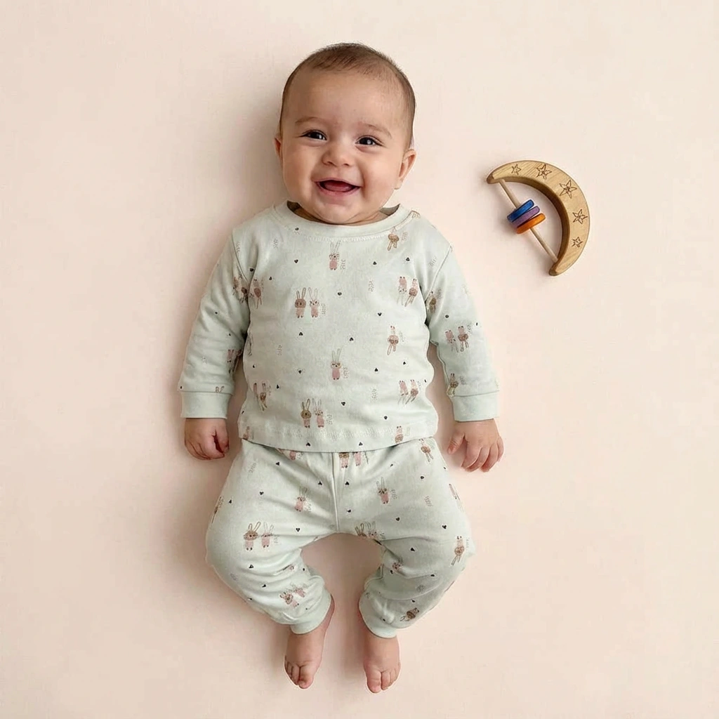 تن خور ست بلوز و شلوار وارداتی طرح خرگوش رنگ سفید برند Disney Baby