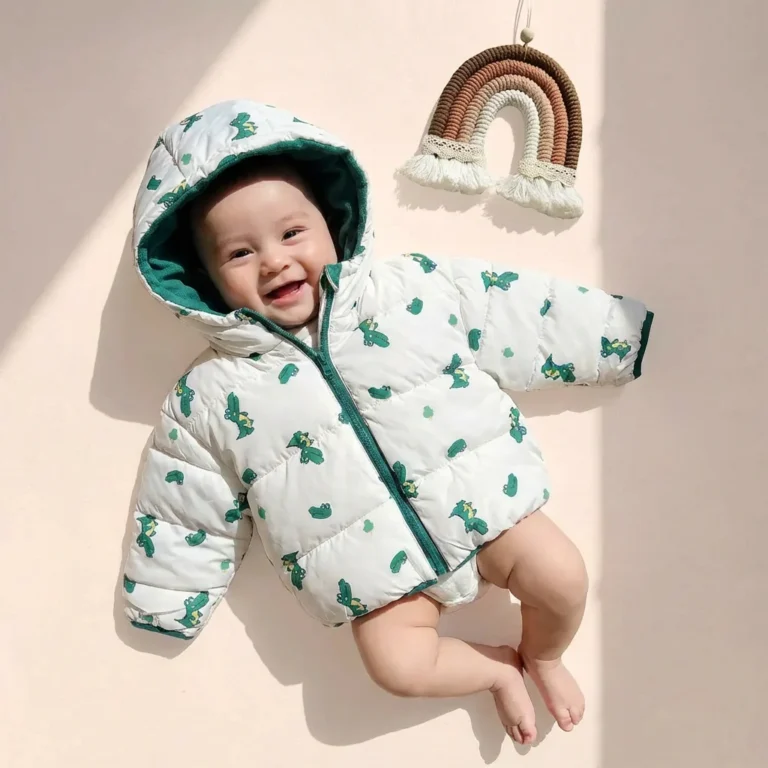 تن خور کاپشن دو رو کلاهدار وارداتی طرح تمساح رنگ سبز سفید