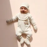 تن خور ست بیمارستانی طرح خرسی مدل راه راه رنگ سفید برند ببک