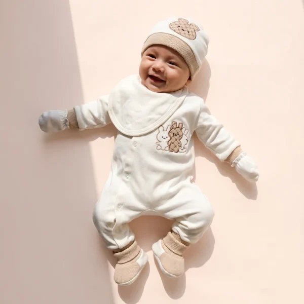 تن خور ست بیمارستانی طرح خرگوش رنگ سفید کرم برند پارنا