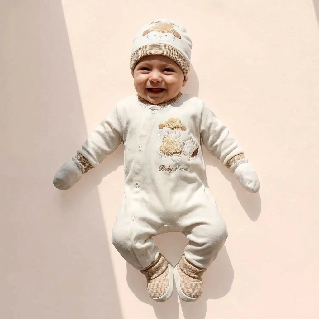 تن خور ست بیمارستانی طرح ببعی رنگ سفید کرم برند پارنا