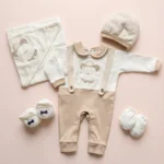 ست بیمارستانی طرح خرس خال خالی رنگ سفید کرم برند گودمارک