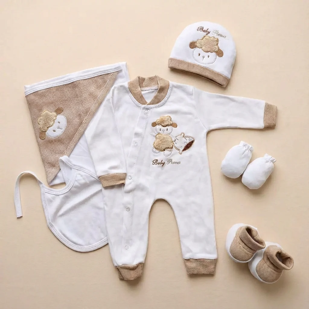 ست بیمارستانی طرح ببعی رنگ سفید کرم برند پارنا