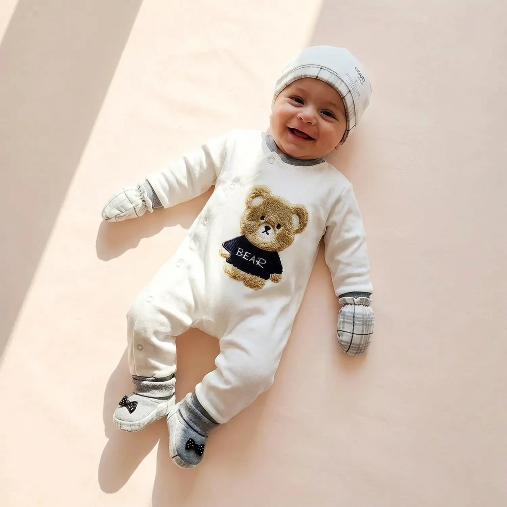 تن خور ست بیمارستانی طرح تدی رنگ سفید طوسی برند گودمارک