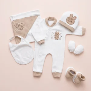 ست بیمارستانی طرح خرگوش رنگ سفید کرم برند پارنا